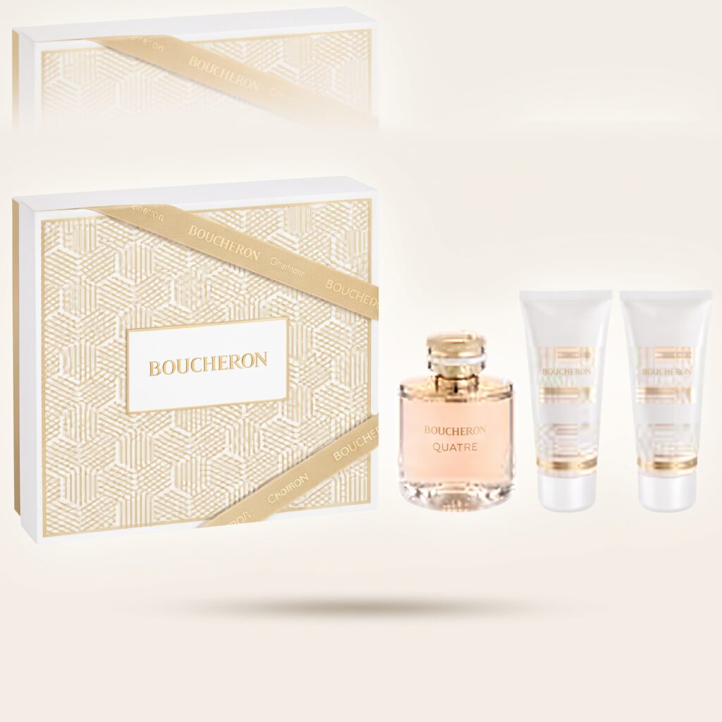 Coffret Boucheron-Quatre-Femme-Eau de Parfum 100 ml+Lait Corps 100 ml+Gel Douche 100 ml