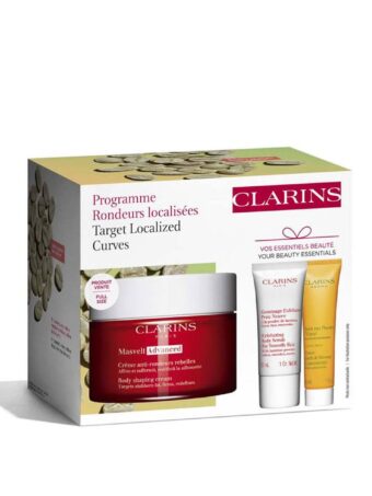 Coffret Clarins-Crème Anti-Rondeurs Rebelles-200ml + Gommage Exfoliant-30ml + Bain aux Plantes “Tonic“ Corps-30ml (3 pièces)