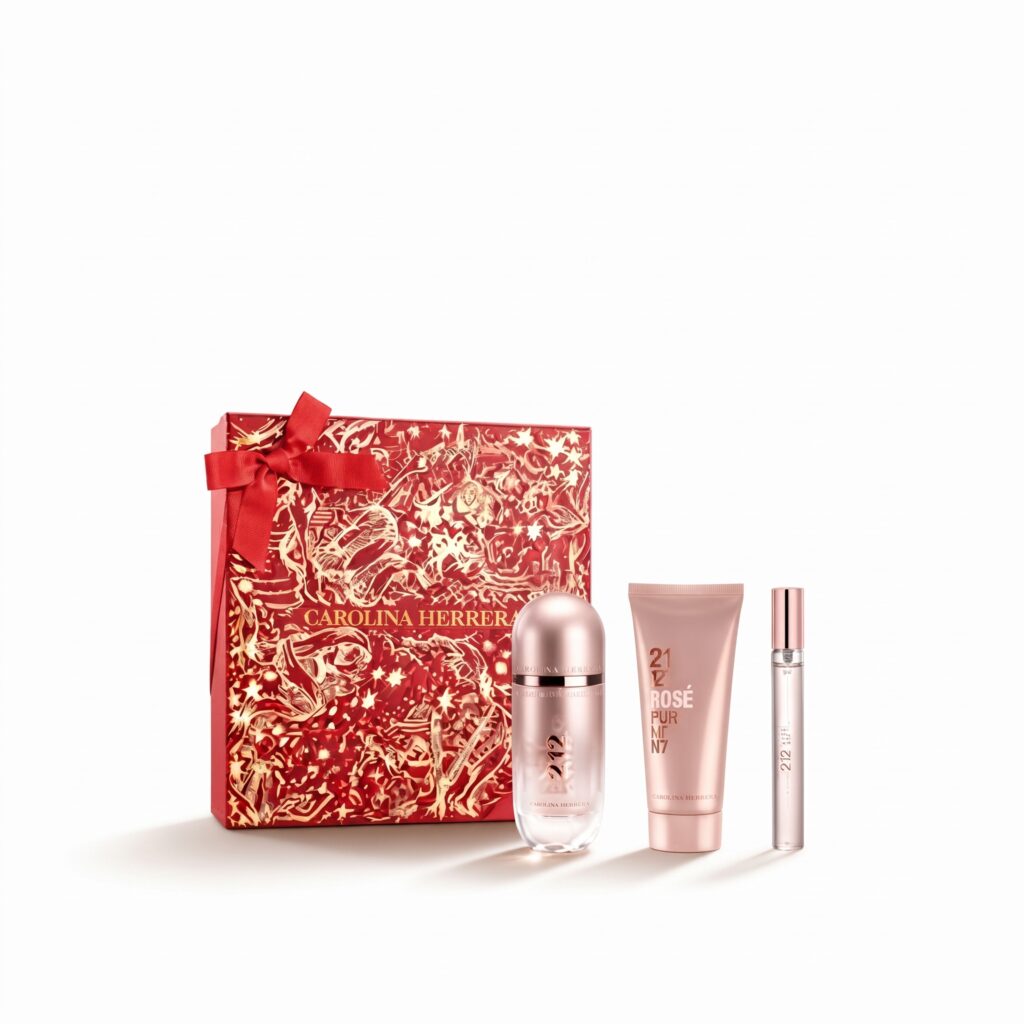 Coffret Carolina Herrera-212 VIP Rosé-Eau de Parfum-80ml + Lotion pour le Corps-100ml (3 Pieces)